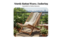 Woven Rope Recliner Foldable Lounge Chair Sturdy Frame Er Proceed Nomic Design for Homeowners, Adults, Balcony, Terrace