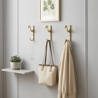 3 Pieces Brass Swan Hook Gold-Toned Household Hardware Space Saving