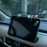 6 Pieces Kawaii Cute Cat Back View Figure Unobtrusive Design Cartoon Cat Dashboard Toy High Temperature Resistant for Women, Center Console