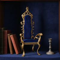 1:8 Scale Miniature Throne Chair High-Back Dollhouse Furniture Scrollwork