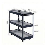 3-Tier Metal Utility Cart with Handle Heavy Duty Rolling Utility Cart Sturdy Long-Lasting for Mechanics, Beauticians, Garage, Workshop, Salon