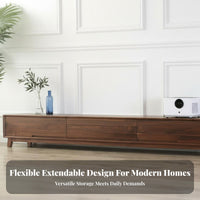 Extendable Walnut TV Console Nordic Design Walnut Entertainment Cabinet Adjustable Length Extendable TV Cabinet for Home Theater Enthusiasts
