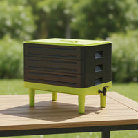Rectangular Worm Composter with Legs Eco-Friendly Worm Compost Bin with Lid Outdoor Compost Bin with Tap Compact for Gardeners