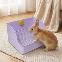 Square Bunny Litter Tray with Elevated Base, Large Bunny Litter Box for Adult Pets, Easy to Clean Toilet with Removable Grate, 29cm