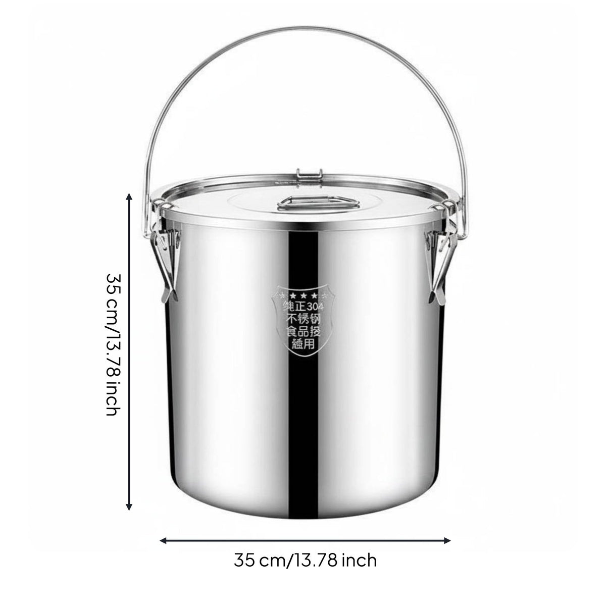304 Stainless Steel Bucket Leakproof Airtight Large Capacity Lock Lid for Users