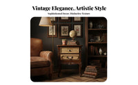Farmhouse Nightstand Mediterranean Design Louvered Door End Table Distressed Finish Ample Storage for Adults, Hallmanner