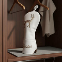 Shielding Embroidered Deer Headcover Synthetic Leather Course Wood Cover Secure Fit for Golfers