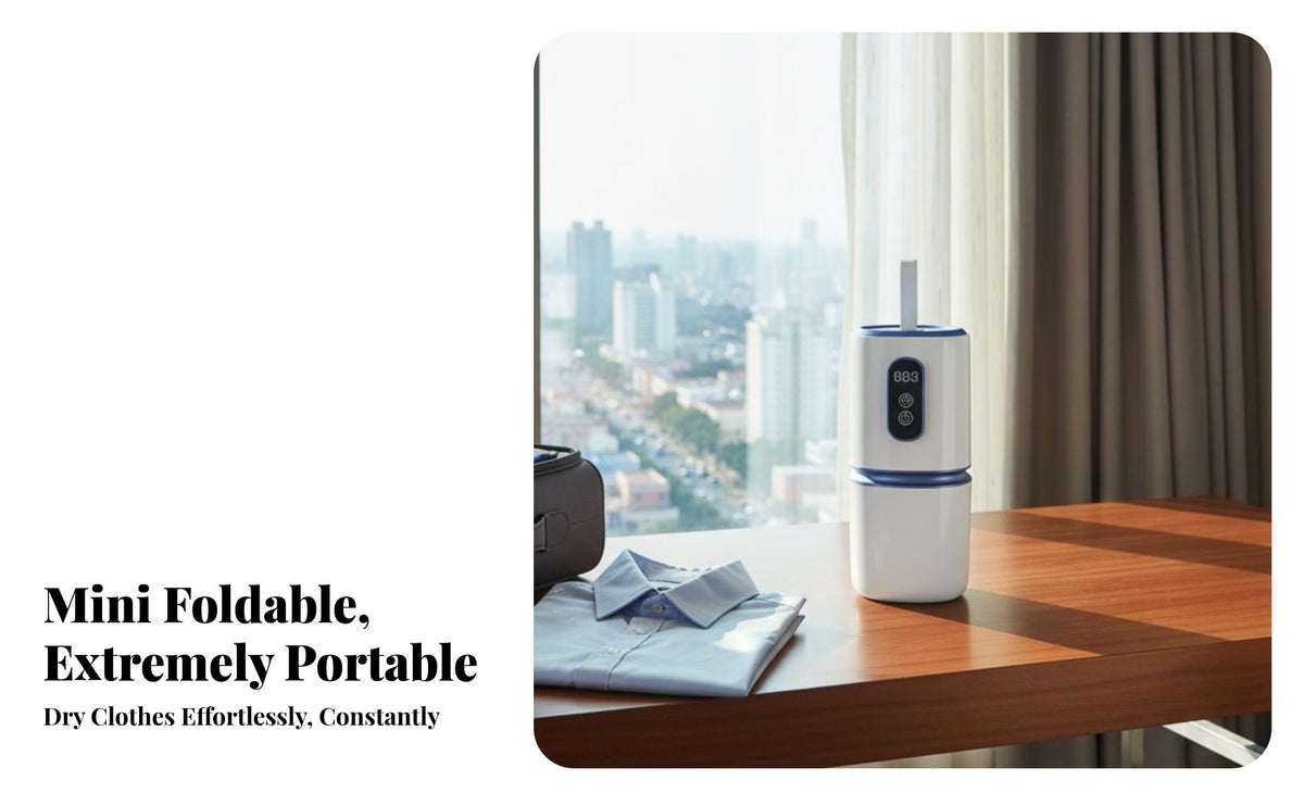 Portable Clothes Dryer Compact Mini Clothes Dryer Energy Saving Foldable Dehumidifying Machine for Commuters, Apartment Dwellers, Business Trip