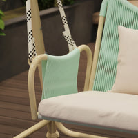 Double Swing Chair with Stand Freestanding Swing Chair with Stand Cushioned Furniture for Couples, Adults, Backyard, Balcony, Garden