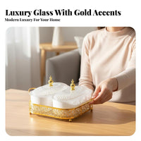 Light Luxury Design Lidded Candy and Nut Serving Platter Compartmentalized Divided Serving Tray with Lids Removable Containers Lidded Candy and Nut Dish Easy to Clean for Hosts, Parties, Holidays, Living Room