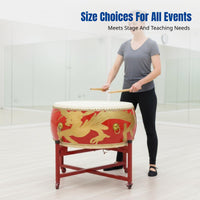 Flat Drum, Cowhide, Chinese Red, Yang Wood, For Dance, Teaching, Event, Percussion
