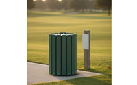 Weather Resistant Golf Course Sand Bin Long-Lasting Lidded Divot Mix Container Anti-Corrosion Round Plastic Wood Trash Can