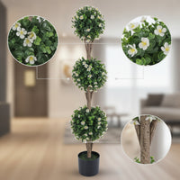 Triple Ball Topiary Tree Faux Artificial Topiary Tree Plant Resistant Maintenancemaintenance-Free for Entryway, Porch