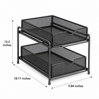 Under Sink Organiser, Slide Out Under Sink Organiser, Pull Out Drawers for Cabinets, Black Metal Under Sink Storage, Matte