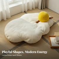 Cute Design Fried Egg Floor Pillow Soft and Comfortable Egg Shaped Seat Cushion Thickened Padding for Children, Girls, Bedroom, Bay Window
