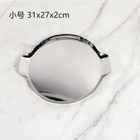 Nordic Western Food Plate, Light Luxury Stainless Steel Round Hotel Tray, Home Use, Dessert Plate