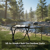 Foldable Portable Field Desk Chair Space-Saving Folding Chair with Writing Table Quick Fold Collapsible Stool with Desk Lightweight for Students, Soldiers, Hiking, Travel, Training Sessions, Fishing