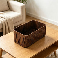 European Style Dark Coffee PP Rattan Woven Storage Basket