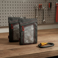 2 Pieces Hanging Tool Bag with Mesh Panel Transparent for Workshop