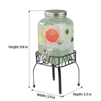 Large Capacity Beverage Dispenser with Hammered Texture, Glass Drink Dispenser and Water Dispenser with Metal Stand