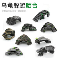 Reptile Hide Cave with Basking Platform for Turtle Tank