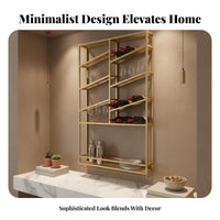 Modern Design Wall Mounted Wine Rack Large Capacity Hanging Bottle Display Rack Multifunctional Floating Bar Shelf with Glass Holder Heavy Duty for Homeowners, Restaurant Owners, Hosts, Living Room, Cafe, Kitchen