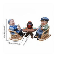 Handmade Elderly Couple Figurine Detailed Craftsmanship Rocking Chair Couple Figure for Grandparents, Terrarium, Desktop