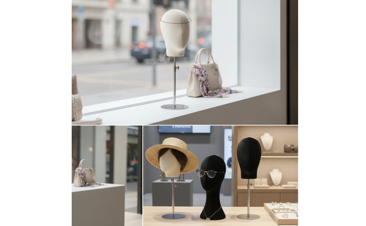 Mannequin Head Stand Velvet-Covered for Retail Stores