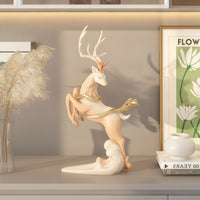 Deer Sculpture with Gold Accents Tabletop Deer Figurine Decorative Sculpture Long-Lasting Decor Sturdy for Living Room, Entryway