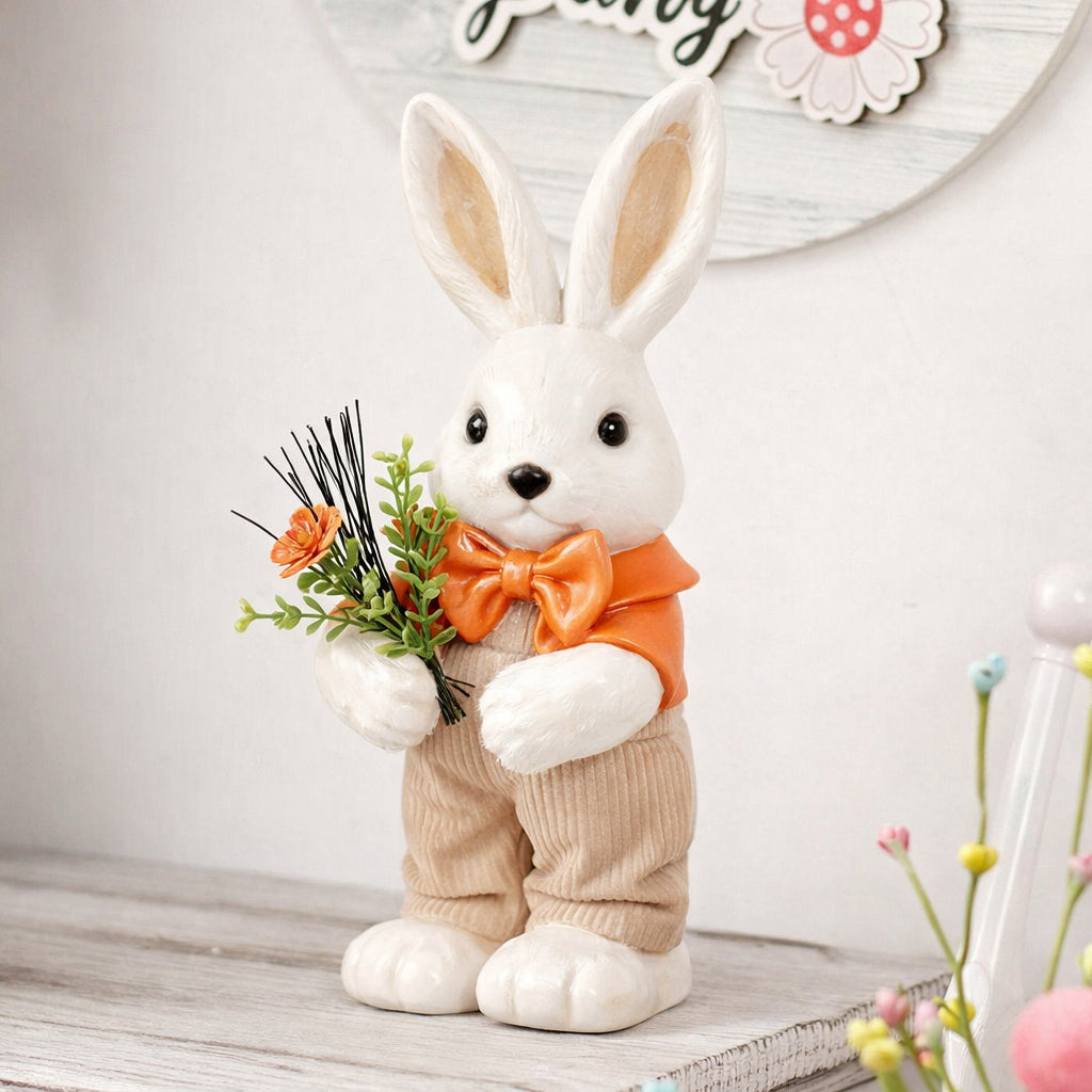 Easter Bunny Tabletop Decor Cute Design Easter Bunny Figurine Festive Standing Bunny Decoration for Desktop