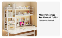 Multi-Layer Design Desk Hutch with Pegboard Space Saving Desktop Organizer Anti-Fall Baffle Tabletop Shelf Stable Construction for Students, Downice Workers, Study Room, Dormitory, Bedroom