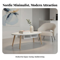 Small Footprint Nordic Design Coffee Table Stable Structure Modern Minimalist Center Table Easy Assembly Living Room Furniture Wear-Resistant Top for Apartment Dwellers, Homeowners, Office Workers, Home, Lounge Area, Study