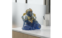 Gilded Finish Accents Thai Ganesha Statue Crystal Glass Look Elephant God Statue Wealth Attracting Ganesha Figurine Artisan-Made Craftsmanship for Home Altar, Meditation Space, Office Desk, Living Room