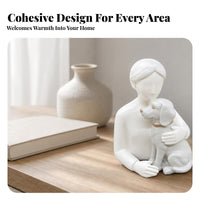Person Dog Figurine Person and Dog Figurine Compact Details Home Decor for Tabletop Display, Entryway