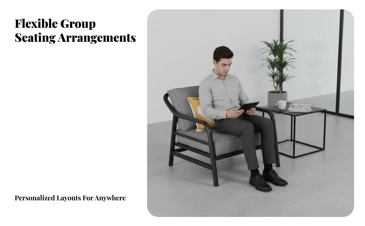 Factory-inspired industrial look Modern Multi-Person Couch Nordic Design Metal Frame Armchair Minimalist Lounge Set firm-density pad for Office Managers, Interior Designers, Reception Area, Lounging, Living Room, Entertaining Guests