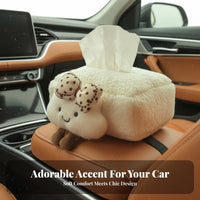 Large Capacity Car Armrest Tissue Holder Cute Design Soft Puff Tissue Box Decorative for Children, Women
