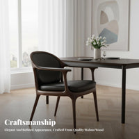 Walnut Wood Armchair Nordic aesthetic Curved spine Wooden Chair Italian Design adaptable Use for Interior Designers, Adults