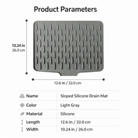 Silicone Draining Mat with Raised Edge for Kitchen Sink, Counter for Home Cooks, Heat Resistant Non Slip