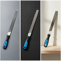 8-Inch Flat Hand File Textured Metal File with Ergonomic Handle Contoured Tool Anti-Slip for DIYers, Mechanics, Workshop, Garage, Bike Maintenance