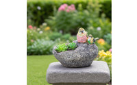 Creature Design Resin Bird Planter Vivid Color Bird Planter Handmade Look Resin Flower Pot Succulent Holder for Balcony, Patio