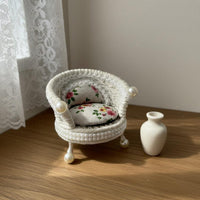 Lace Trim Floral Dollhouse Sofa Set for Hobbyists, Collectors, Miniature Scene