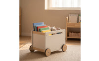 Toy Box with Wheels Compact Storage Box with Wheels Low-Profile Rolling Toy Chest for Playroom