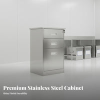 Lockable Stainless Steel Office Cabinet Rust-Proof Locking Parts Cabinet Resistant Multi-Drawer Storage Unit Long-Lasting for Cleanroom, Laboratory, Workshop, Hospital