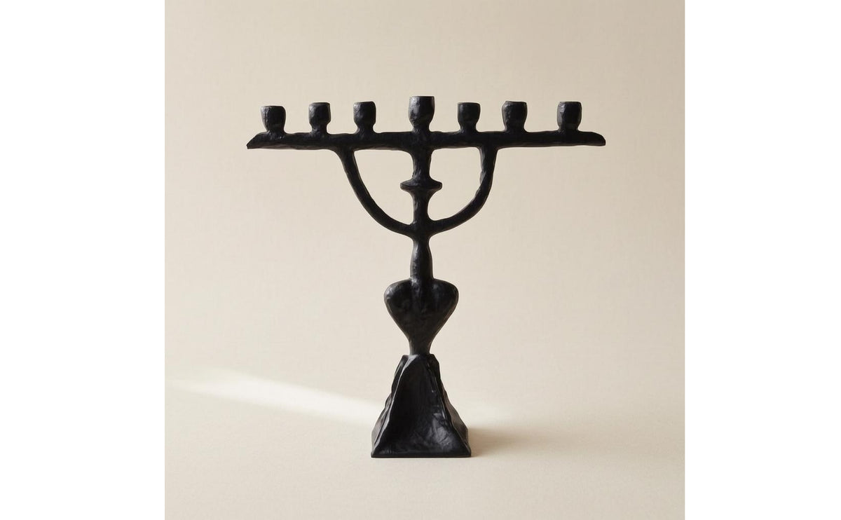 Seven-Cup Candle Holder Faceted Base Tabletop Candelabra Fits Standard Candles Home Decor