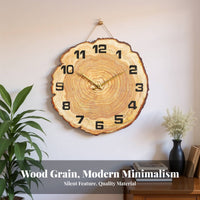 Silent Movement 12 Inch Wall Clock Non-Ticking Wooden Annual Circle Clock Easy to Hang for Homeowners, Adults, Living Room, Bedroom