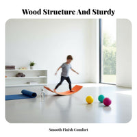 Long-Lasting Natural Wood Wooden Balance Board Multi-Functional Curved Wobble Board Versatile Kids Sensory Toy Polished Rounded Edges for Toddlers, Adults