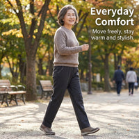 Ladies Joggers with Fleece Lined Warmth for Cold Weather, Straight Leg Sweat Pants for Women with Loose Comfortable Fit