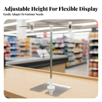 Cross-Shaped Poster Stand Stainless Steel Construction Cross-Shaped Poster Holder Movable Clips Tabletop Display Stand for Retailers, Supermarkets