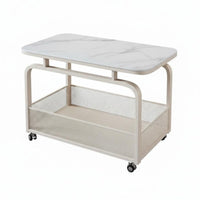 On casters 2-Tier Utility Cart Minimalist design Mobile Furniture Space Saving Storage Trolley Multi-Functional for Apartment Dwellers, Office Workers, Living Room, Bedroom, Kitchen, Bathroom