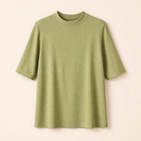 Women's Mock Neck Knit Sweater with Half Sleeves for Business Casual Office Wear, Breathable Viscose Blend Pullover Top, Plus Size Available